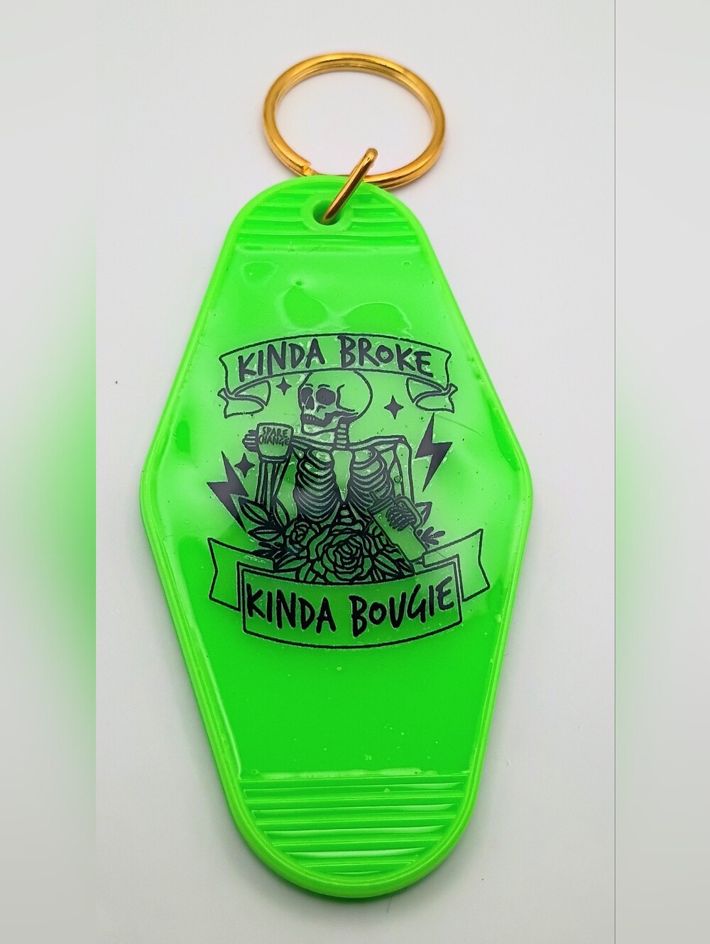 Kinda Broke Kinda Bougie Neon Green Key & Card Holder